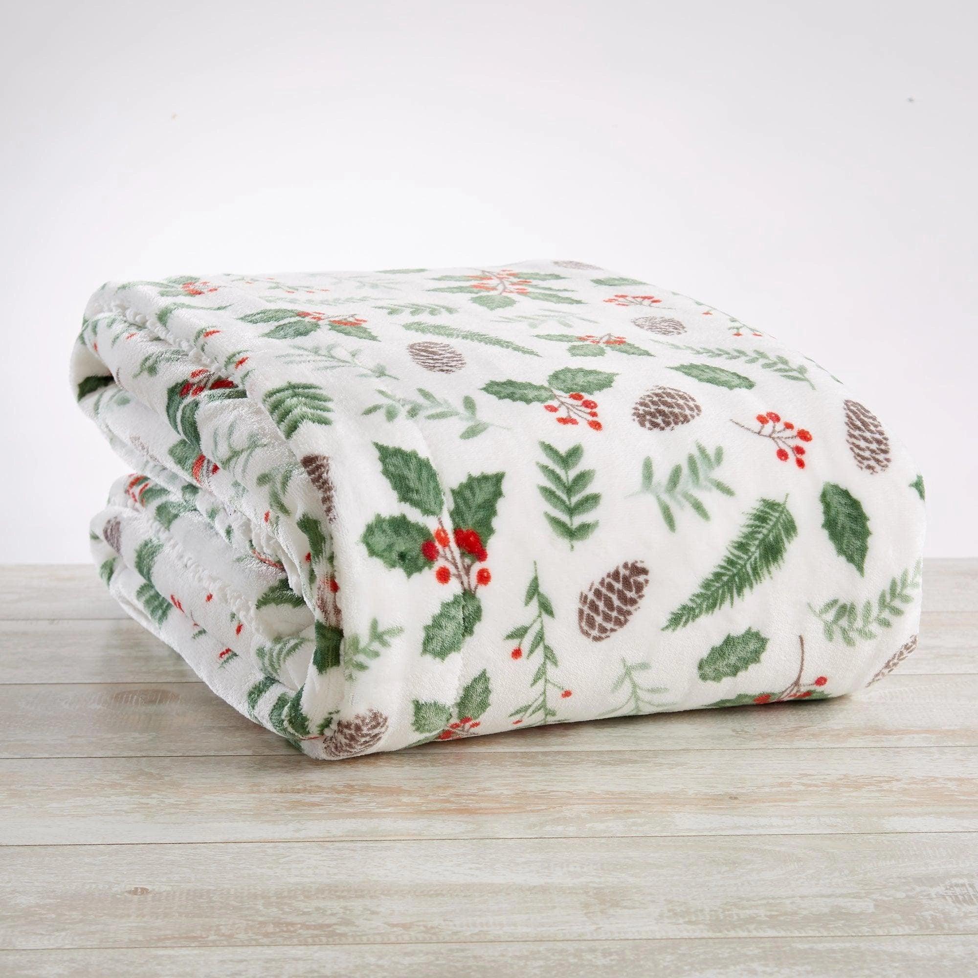 Limited-Time Bargains Holly Jolly Mistletoe Sherpa Throw Blanket