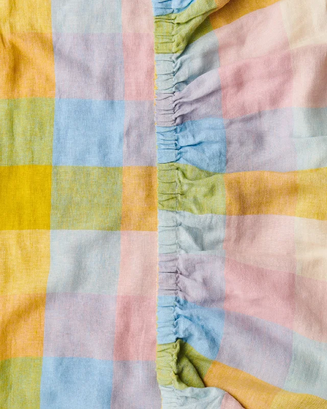Exclusive Offer Kip & Co Corfu Tartan Linen Fitted Sheet