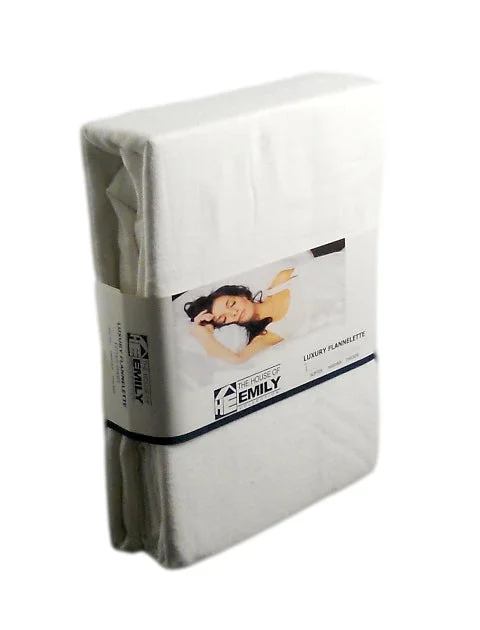 Bargain Alert Large Emperor Brushed Cotton Flannelette Fitted Sheet White 12" Extra Deep
