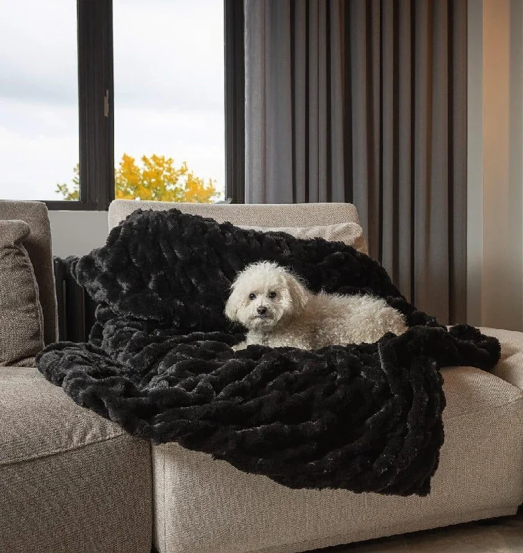 Best Offers Luxury Black Faux Fur Throw Blanket