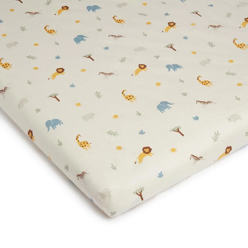 Flash Price Drops MORI Printed Cot Bed Fitted Sheet - Safari