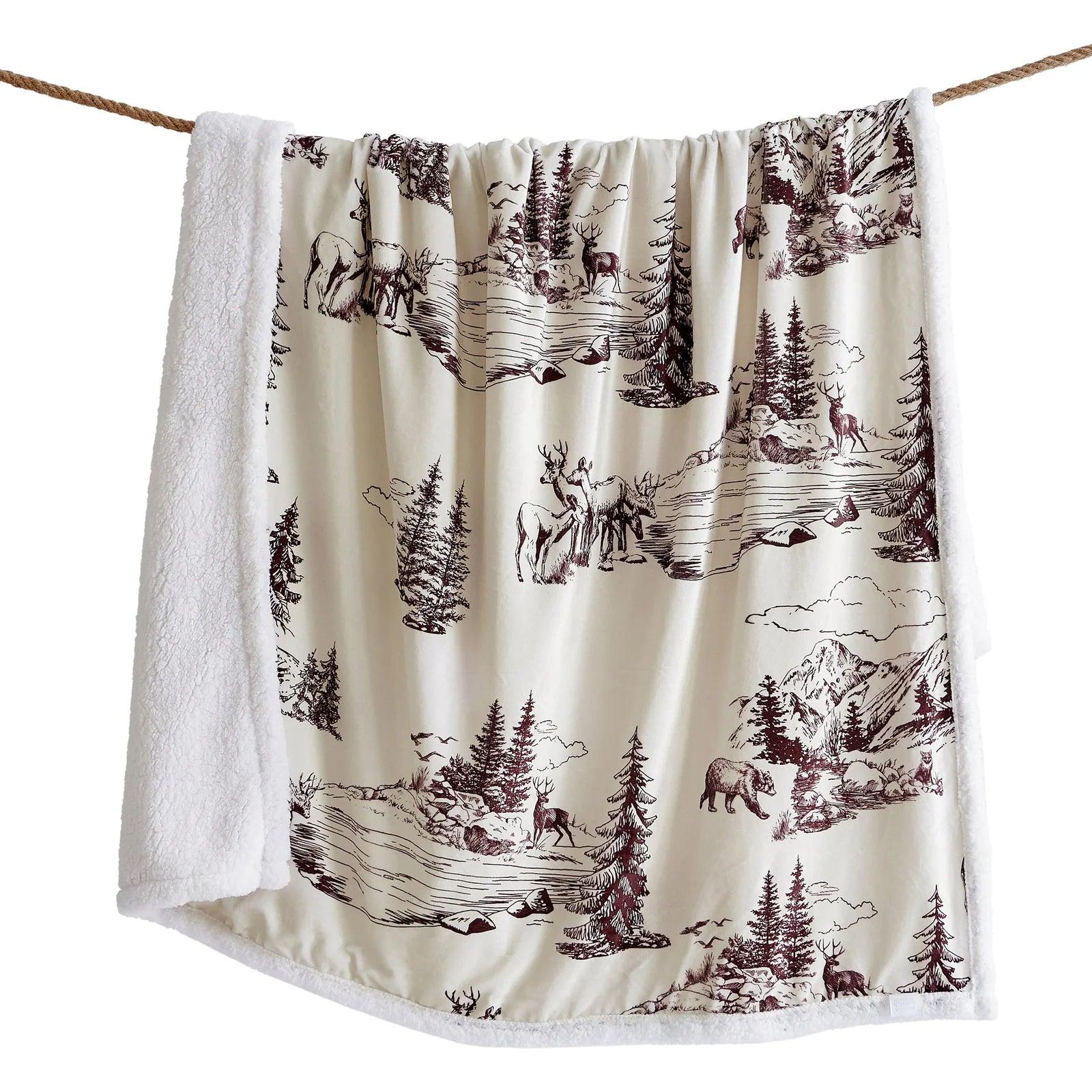 Weekend Bargain Blast Mountain Pine Campfire Sherpa Throw