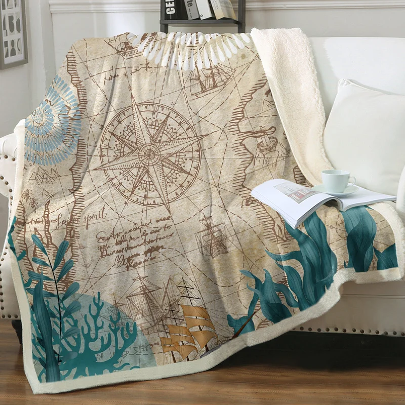 Weekend Deal Fever Nautical Chart Soft Sherpa Blanket
