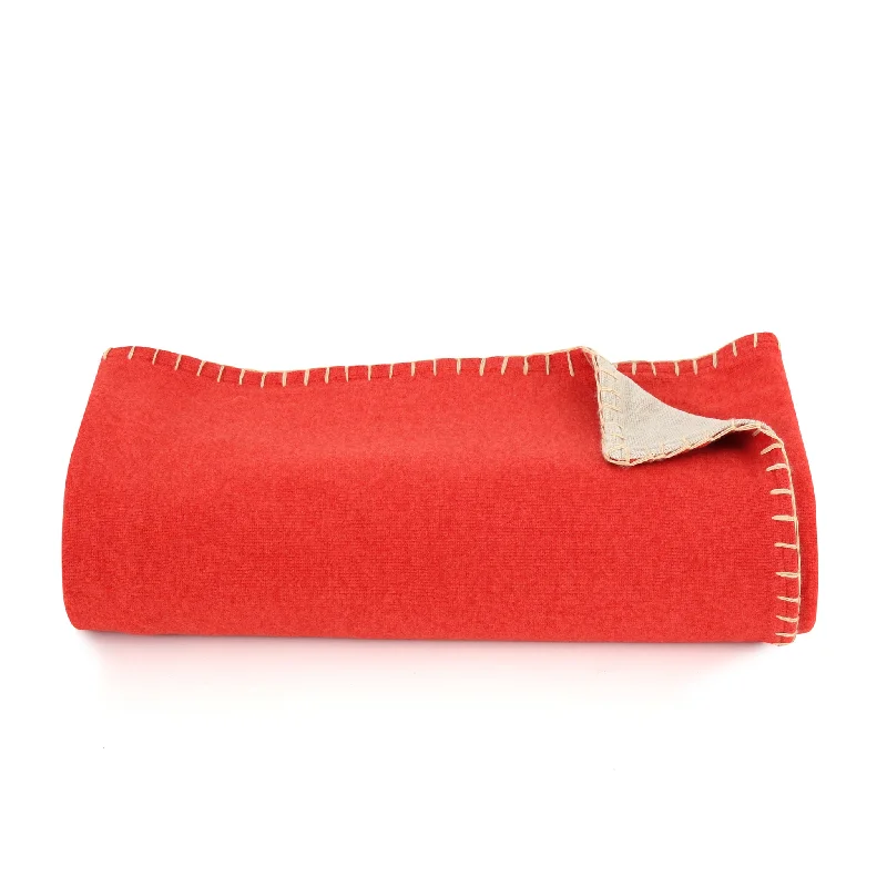 Weekend Bargain Time Orange/Beige Throw Blanket with Stitch Border