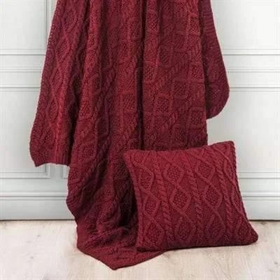 Weekend Special Sale Red Cable Knit Throw Blanket