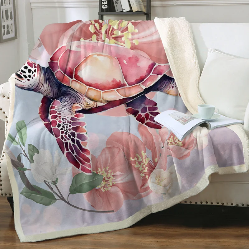 Weekend Price Breaks Sea Turtle Blossoms Soft Sherpa Blanket (Copy)