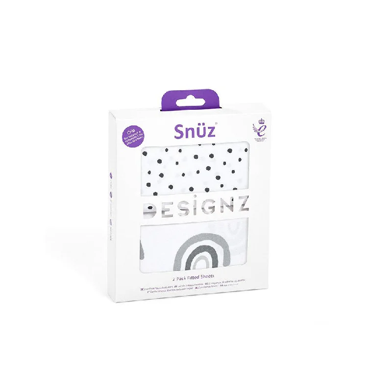 Weekend Price Slash Event Snuz Crib Fitted Sheets - Mono Rainbow - 2 Pack