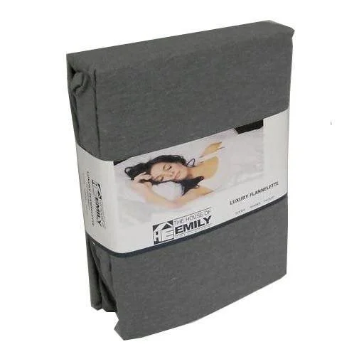 Weekend Hot Prices Super King Flannelette Fitted Sheet Extra Deep 15" Gunmetal Grey
