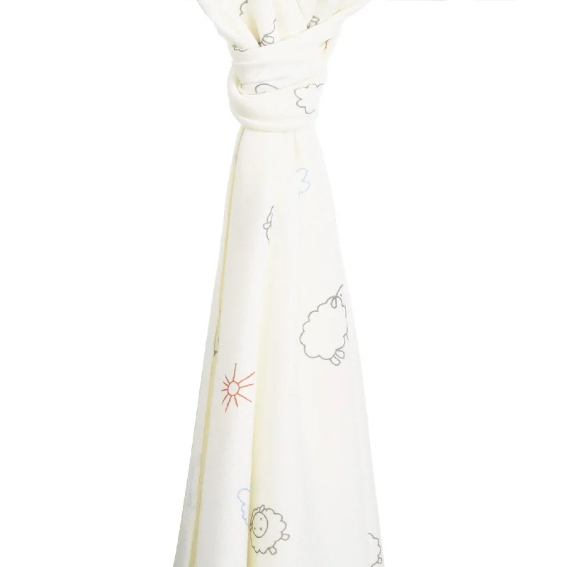 Weekend Deals Swaddle Blanket, Merino Wool, Newborn to 3 Months, Sheep