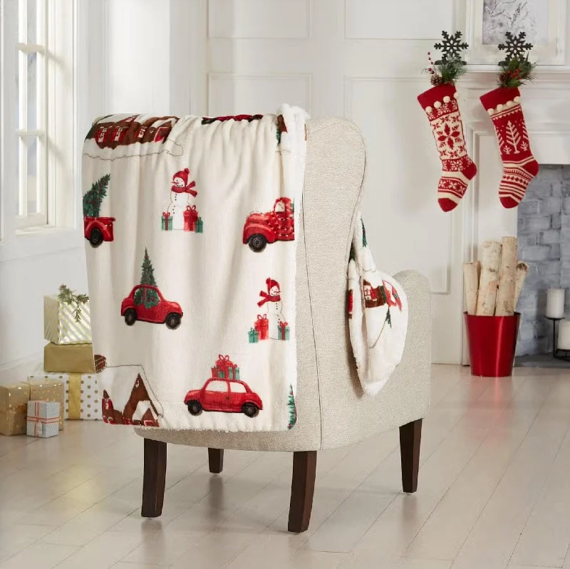 Grab Your Deal Trucks N' Trees Sherpa Throw Blanket