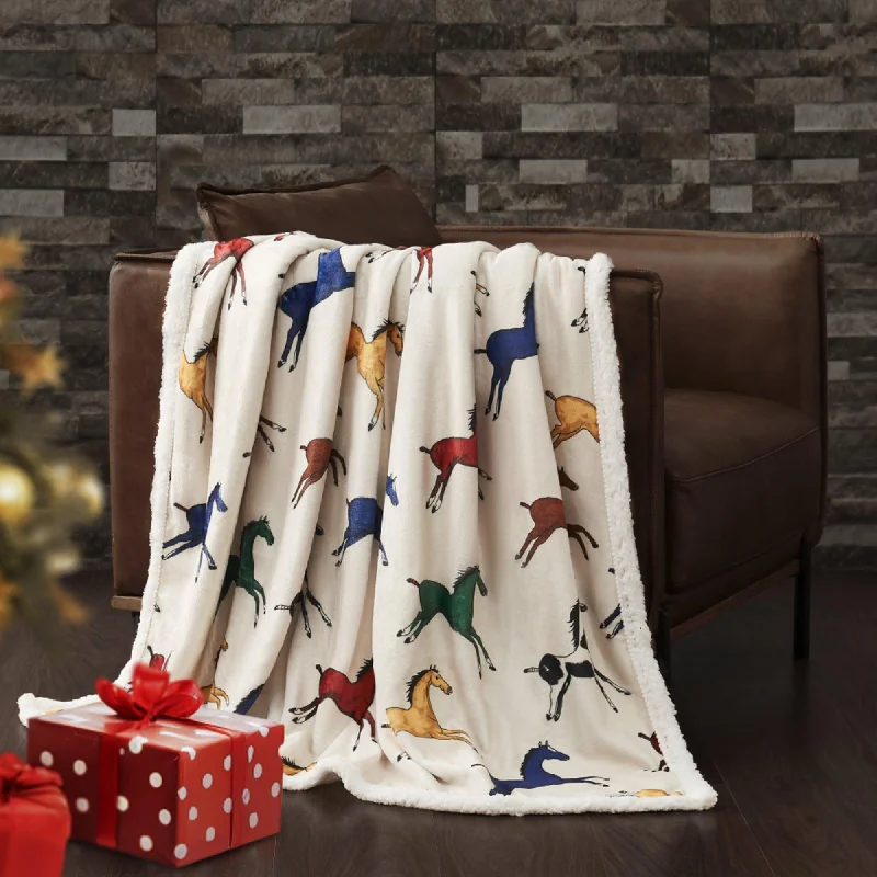 One-Stop Shop Sale Victorian Horses Campfire Sherpa Throw