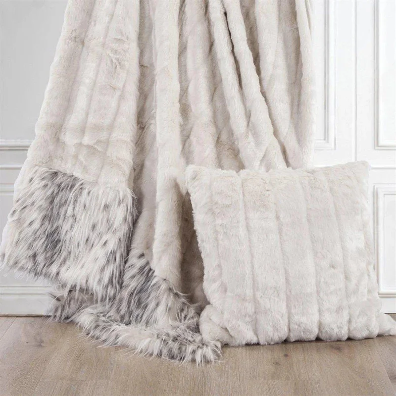 Weekend Sale Day White Faux Mink & Snow Leopard Throw Blanket
