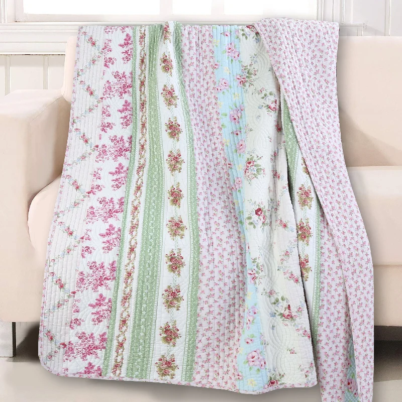 Weekend Limited-Time Offers Wild Rose Enchantment Floral Bloom Garden Stripe Quilted Reversible Throw Blanket Weekend Limited-Time Offers Wild Rose Enchantment Floral Bloom Garden Stripe Quilted Reversible Throw Blanket